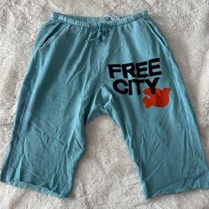 Freecity men’s cut off blue sweat shorts